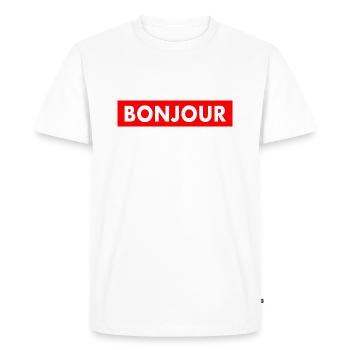 Bonjour - T-shirt Premium bio Homme - blanc - Devant - Nico (187cm)