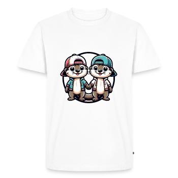 Two Cute Otter Buddies Buddies Forever - Men's Premium Organic T-Shirt - white - Front - Nico (187cm)