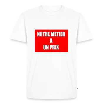 Our profession has a price - Men's Premium Organic T-Shirt - white - Front - Nico (187cm)