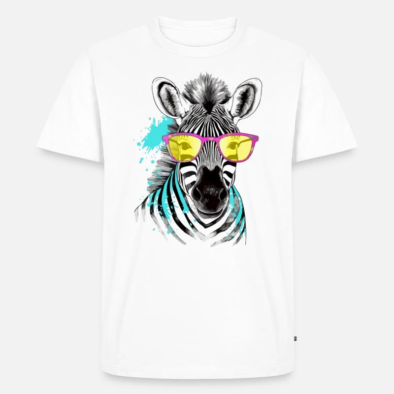 Lapi das Brillenzebra - Männer Premium Bio T-Shirt - Weiß