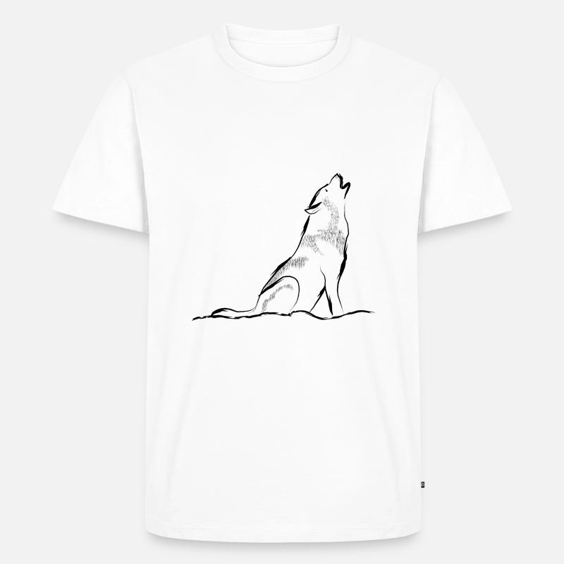 Heulender Wolf - Männer Premium Bio T-Shirt - Weiß