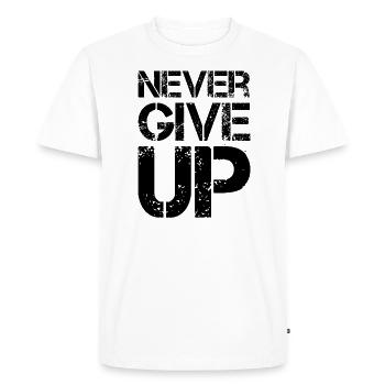 Never give up - Men's Premium Organic T-Shirt - white - Front - Nico (187cm)