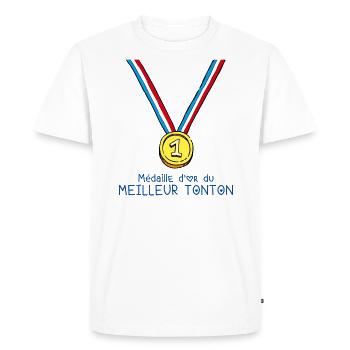 T-shirt Médaille d'or du meilleur tonton - T-shirt Premium bio Homme - blanc - Devant - Nico (187cm)