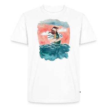 Sailor aime le poisson - T-shirt Premium bio Homme - blanc - Devant - Nico (187cm)