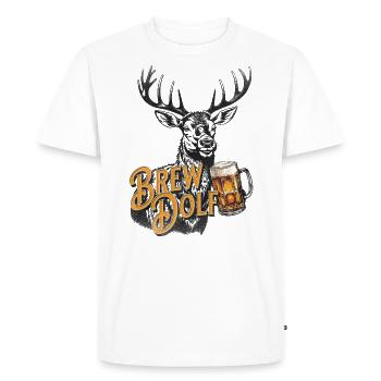 Renne Rudolph Brewdolph Joyeux Noël - T-shirt Premium bio Homme - blanc - Devant - Nico (187cm)