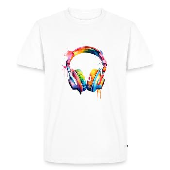 Headphones - Mon cerveau est à 80% Paroles de chansons - T-shirt Premium bio Homme - blanc - Devant - Nico (187cm)