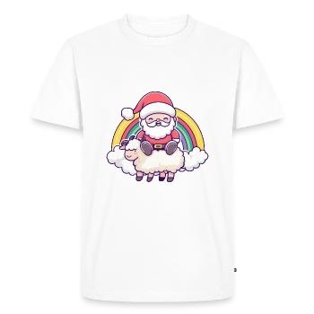 Mouton Père Noël Arc-en-ciel - T-shirt Premium bio Homme - blanc - Devant - Nico (187cm)