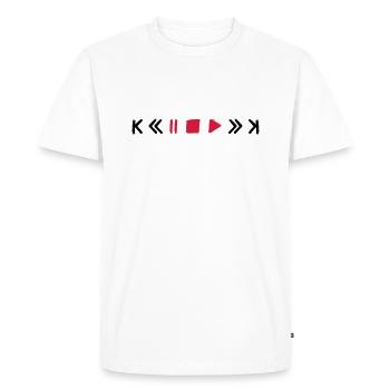 keys play music pause fast forward sign symbols - Men's Premium Organic T-Shirt - white - Front - Nico (187cm)