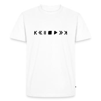 jouer de la musique mettre en pause avance rapide boutons symboles - T-shirt Premium bio Homme - blanc - Devant - Nico (187cm)