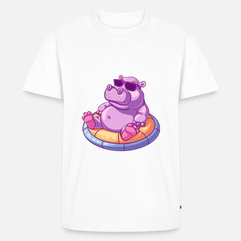 Nilpferd Comic Cool - Männer Premium Bio T-Shirt - Weiß