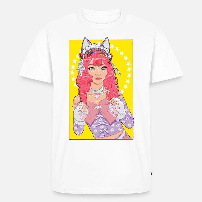 Kawaii Mädchen - Männer Premium Bio T-Shirt - Weiß