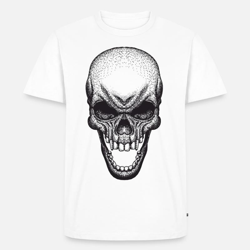 dot-Schädel - Männer Premium Bio T-Shirt - Weiß