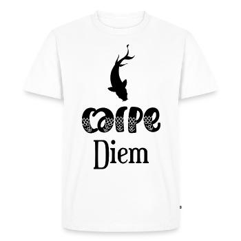Carpe diem jeu de mots latin pêche pêcheur humour - T-shirt Premium bio Homme - blanc - Devant - Nico (187cm)