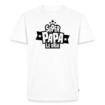 super papa le vrai - T-shirt Premium bio Homme - blanc - Devant - Nico (187cm)