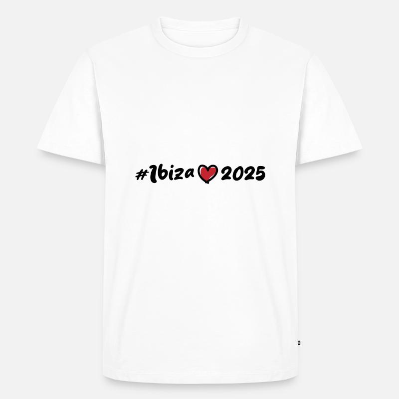 Ibiza 2025 Herz - Männer Premium Bio T-Shirt - Weiß