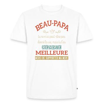Beau-papa tu m'as rendue la vie Meilleure CADEAU - T-shirt Premium bio Homme - blanc - Devant - Nico (187cm)