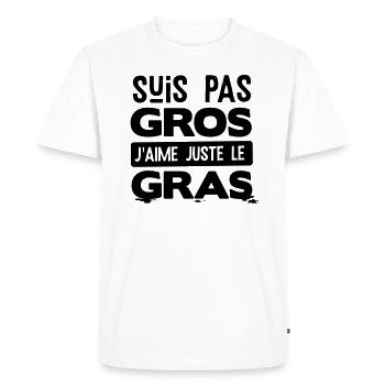 Manger gras expression humour - T-shirt Premium bio Homme - blanc - Devant - Nico (187cm)