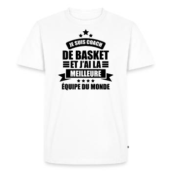 je suis coach de basket j'ai la meilleure équipe - T-shirt Premium bio Homme - blanc - Devant - Nico (187cm)