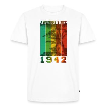 Awesome Since 1942 - Men's Premium Organic T-Shirt - white - Front - Nico (187cm)