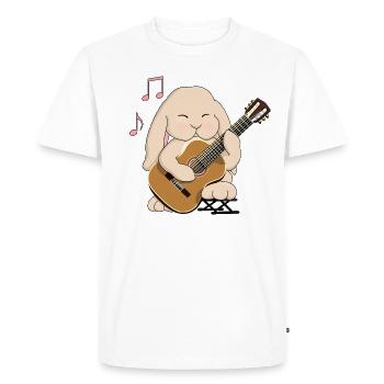 Cute Classical Guitar Playing Kawaii Rabbit - Men's Premium Organic T-Shirt - white - Front - Nico (187cm)