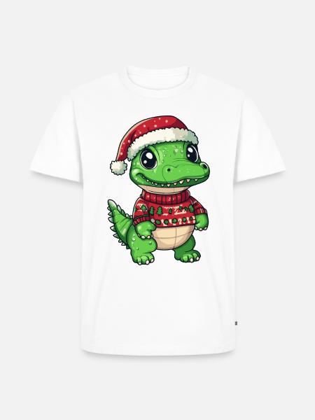 Alligator Christmas Comic - Men's Premium Organic T-Shirt - white