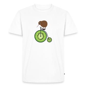Kiwi Bird Two Wheeler Kiwi Fruit New Zealand Shirt - T-shirt Premium bio Homme - blanc - Devant - Nico (187cm)
