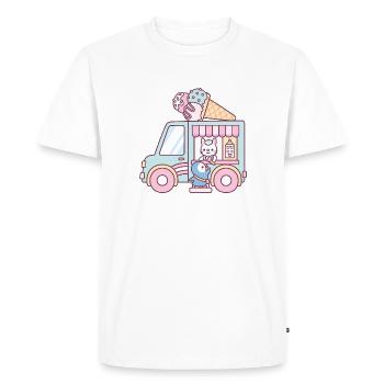Camion de crème glacée Lapin et Pingouin - T-shirt Premium bio Homme - blanc - Devant - Nico (187cm)