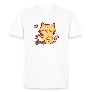 Mignon chat tabby aime les sushis - T-shirt Premium bio Homme - blanc - Devant - Nico (187cm)
