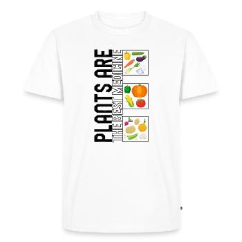 Vegetables Shirt, Plants Are The Best Medicine, - Men's Premium Organic T-Shirt - white - Front - Nico (187cm)