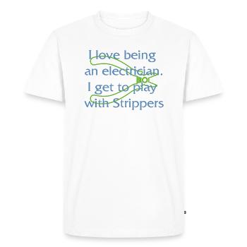 Chemise d’électricien, j’adore être électricien - T-shirt Premium bio Homme - blanc - Devant - Nico (187cm)