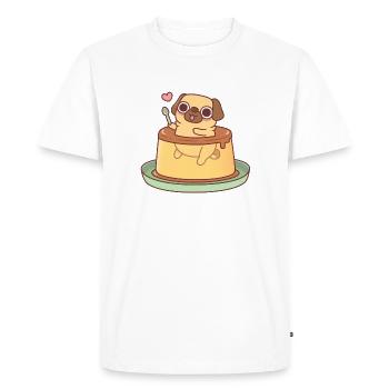 Cute Pug In Japanese Custard Pudding Funny - Men's Premium Organic T-Shirt - white - Front - Nico (187cm)
