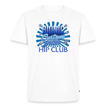 Hip Surgery Shirt, Bionic Custom Parts Hip Club, - Men's Premium Organic T-Shirt - white - Front - Nico (187cm)