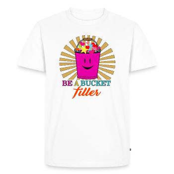 Positivity Shirt, Be A Bucket Filler Tee, School - Men's Premium Organic T-Shirt - white - Front - Nico (187cm)