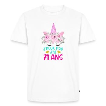 Enfant T Shirt 71 Ans Fille Anniversaire Cadeau - Men's Premium Organic T-Shirt - white - Front - Nico (187cm)