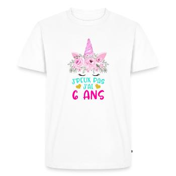 Enfant T Shirt 6 Ans Fille Anniversaire Cadeau - Men's Premium Organic T-Shirt - white - Front - Nico (187cm)