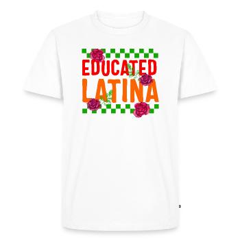 Mexicana Shirt, Educated Latina Rose Floral Women - Men's Premium Organic T-Shirt - white - Front - Nico (187cm)