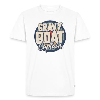 Thanksgiving Shirt, Gravy Boat Captain Cute Tee, - Men's Premium Organic T-Shirt - white - Front - Nico (187cm)