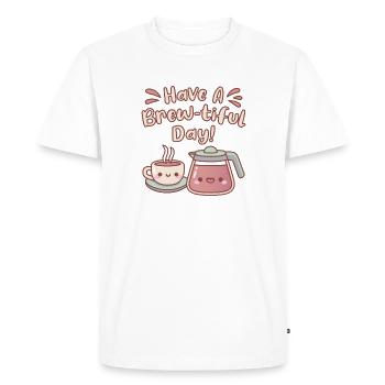 Café chaud mignon ont un jeu de mots de café de jour infusé - T-shirt Premium bio Homme - blanc - Devant - Nico (187cm)