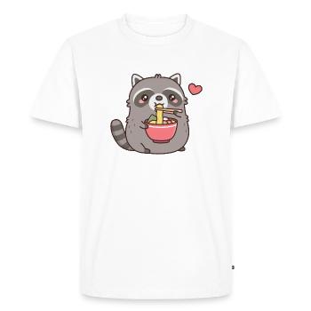 Le raton laveur potelé mignon aime les nouilles ramen - T-shirt Premium bio Homme - blanc - Devant - Nico (187cm)