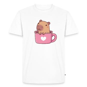 Cute Capybara In A Mug - Men's Premium Organic T-Shirt - white - Front - Nico (187cm)
