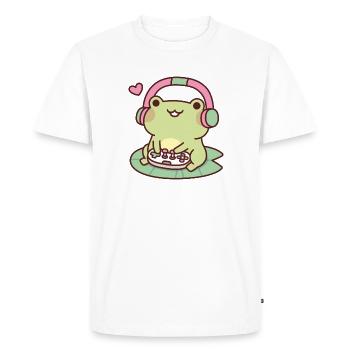 Mignon Gamer Frog aime jouer à des jeux vidéo - T-shirt Premium bio Homme - blanc - Devant - Nico (187cm)