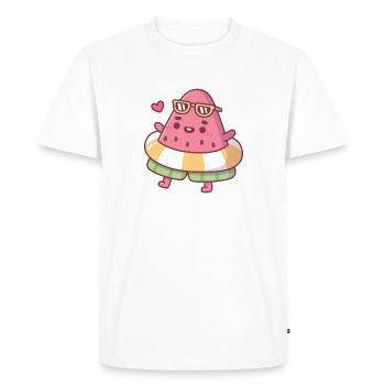 Cute Watermelon With Sunglasses And Pool Float - Men's Premium Organic T-Shirt - white - Front - Nico (187cm)