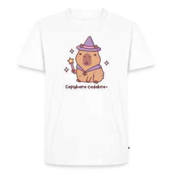 Cute Capybara Wizard Capybaracadabra Funny Pun - Men's Premium Organic T-Shirt - white - Front - Nico (187cm)