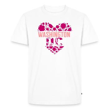 Chemise Washington DC, Cherry Blossom Heart Floral - T-shirt Premium bio Homme - blanc - Devant - Nico (187cm)