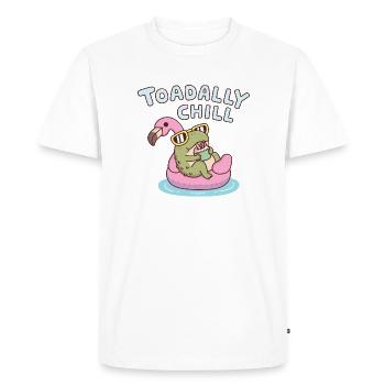 Funny Toad Chilling On Flamingo Toadally Chill - Men's Premium Organic T-Shirt - white - Front - Nico (187cm)