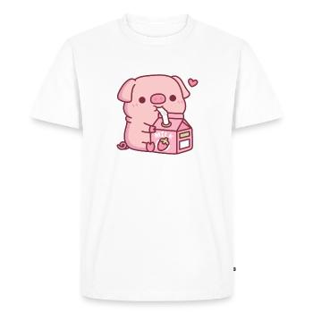 Cute Little Pig Loves Strawberry Milk - Men's Premium Organic T-Shirt - white - Front - Nico (187cm)