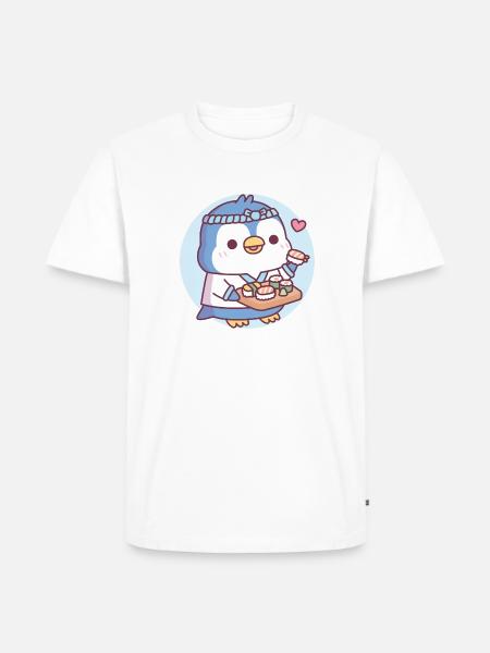 Cute Blue Penguin Sushi Chef - Men's Premium Organic T-Shirt - white