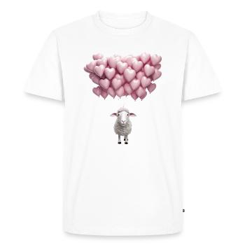 Fête des pâturages de la Saint-Valentin avec coeurs en laine de mouton - T-shirt Premium bio Homme - blanc - Devant - Nico (187cm)