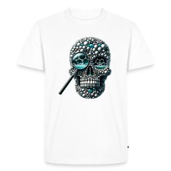 Crâne moléculaire chemise taupe jour Science enthousiaste - T-shirt Premium bio Homme - blanc - Devant - Nico (187cm)