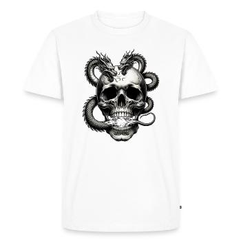 Dragon’s Breath Skull T Shirt Squelette mystique - T-shirt Premium bio Homme - blanc - Devant - Nico (187cm)